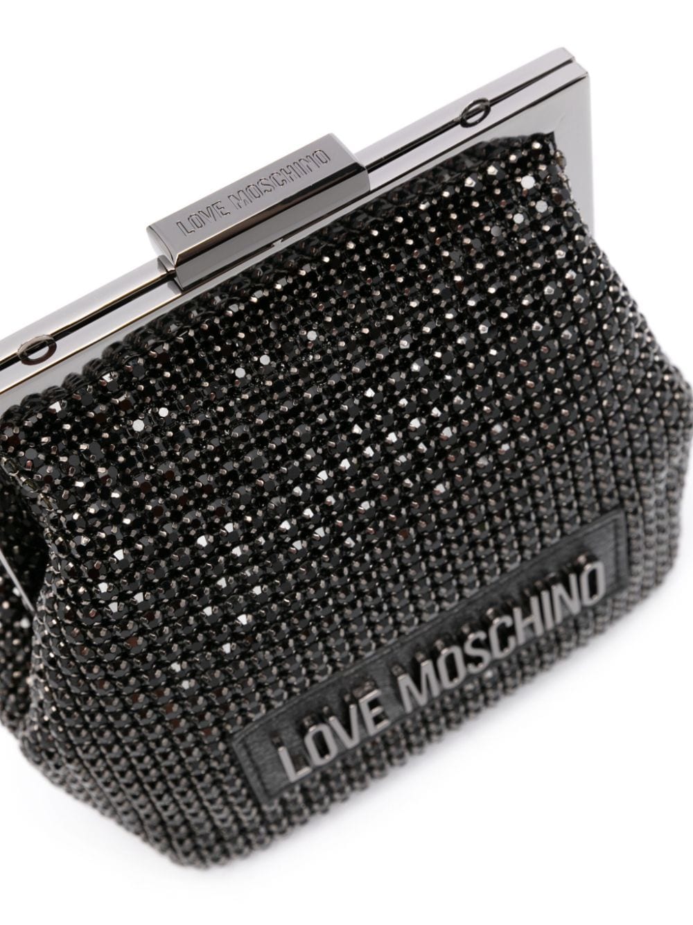 Shop Love Moschino Logo-lettering Clutch Bag In Black