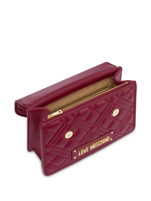 Love Moschino logo plaque Quilted Shoulder Bag Red FARFETCH IE