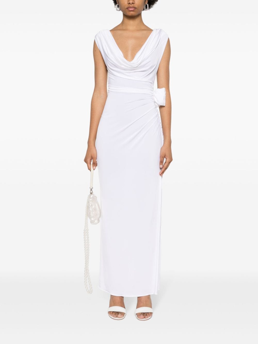 Shop Magda Butrym Floral-appliqué Long Dress In White