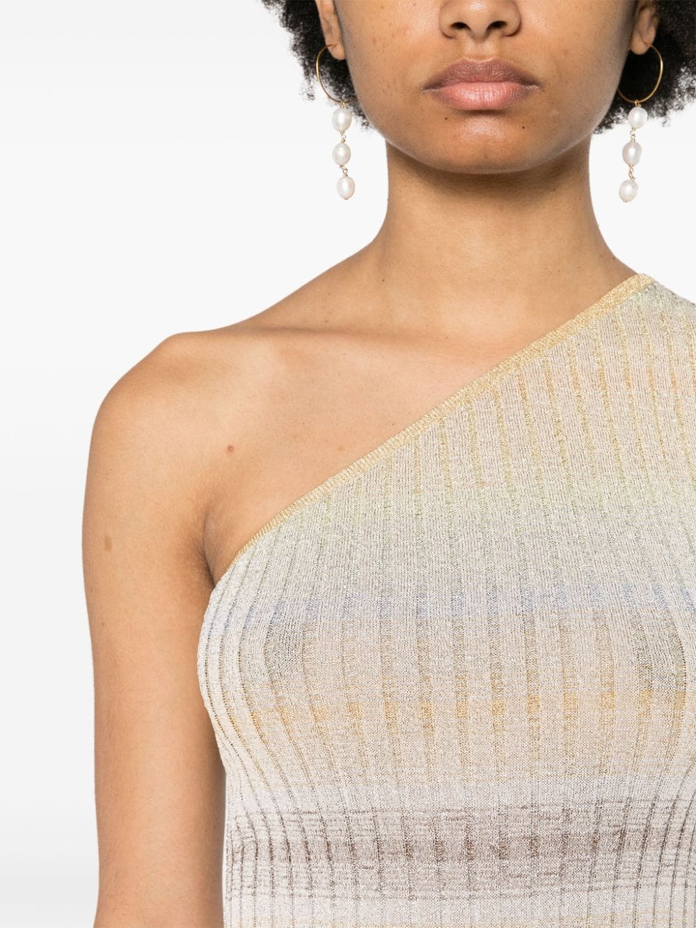Shop Missoni One-shoulder Knitted Top In Neutrals