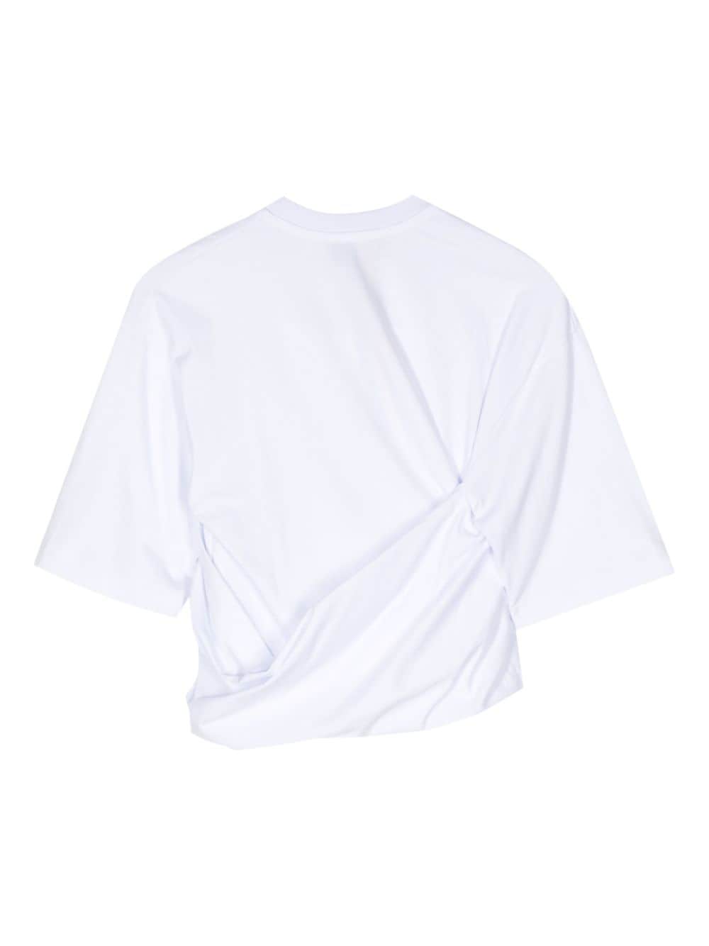 Shop Litkovskaya Graceful Draped Cotton T-shirt In Weiss