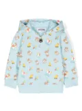 Moschino Kids Teddy Bear-print zip-up hoodie - Blue