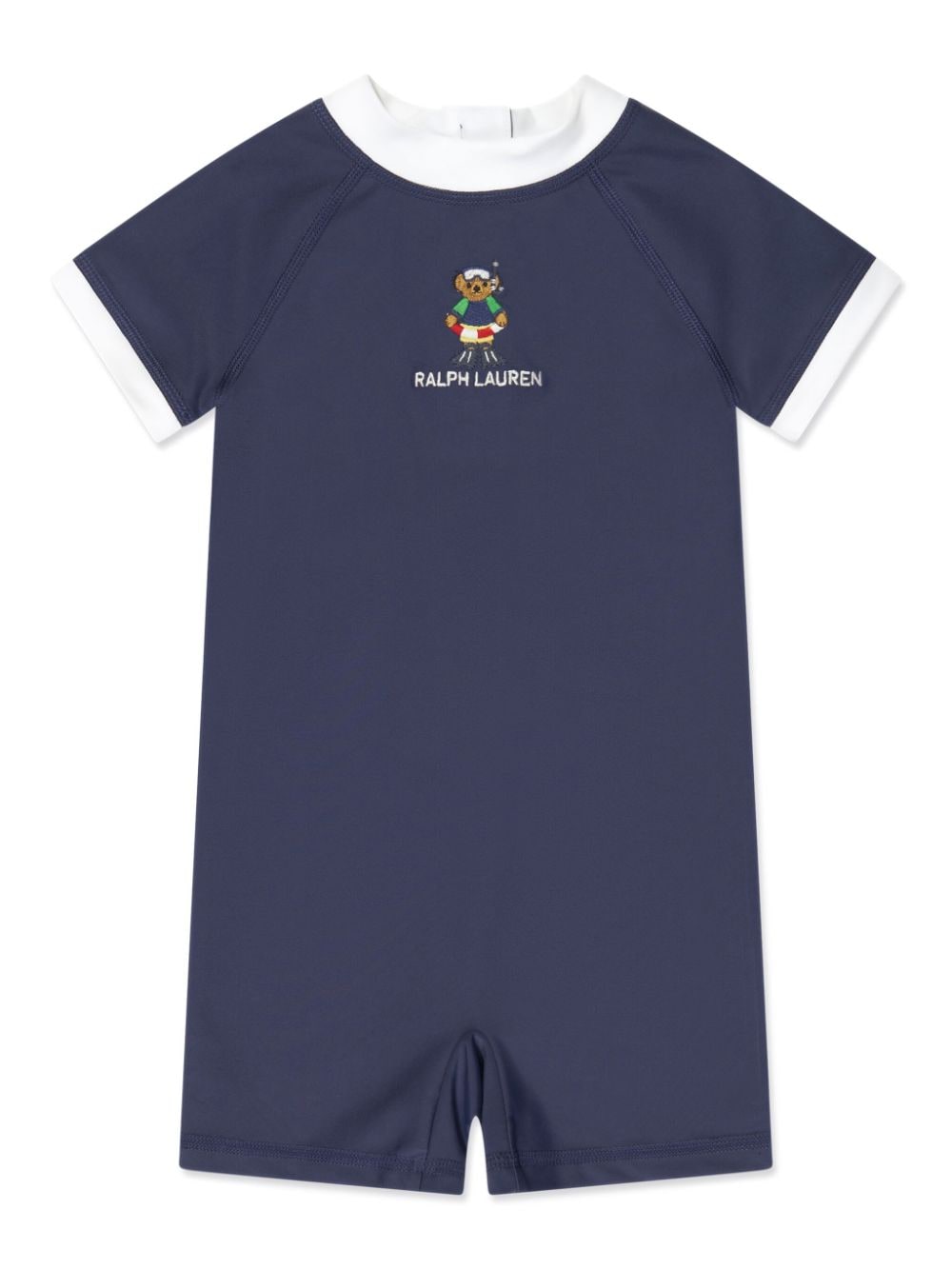 Ralph Lauren Babies' Teddy Bear-embroidered Swimsuit In 蓝色