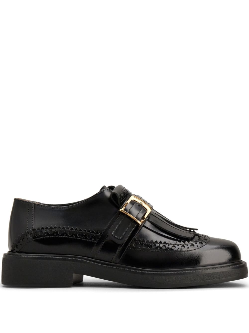 Shop Tod's Fringe-detail Leather Loafers In Black