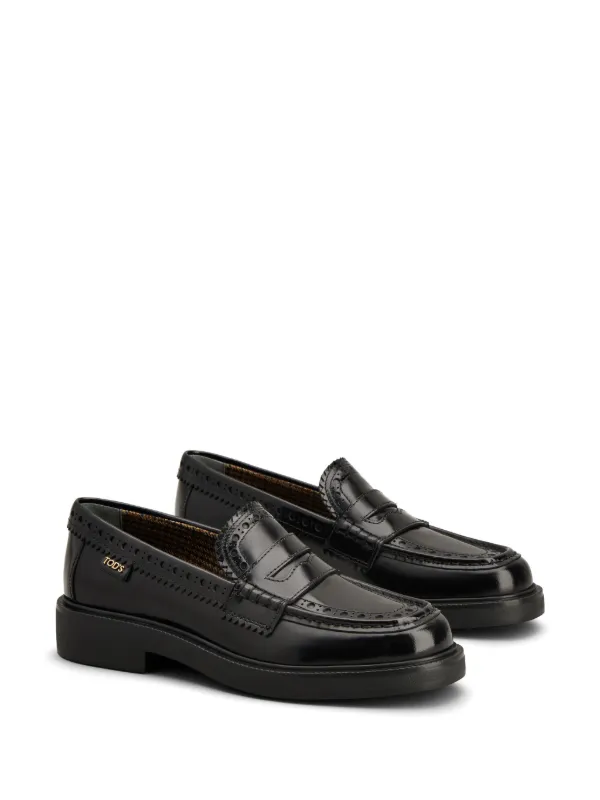 Tod's ブローグトリム ローファー | ブラック | FARFETCH JP