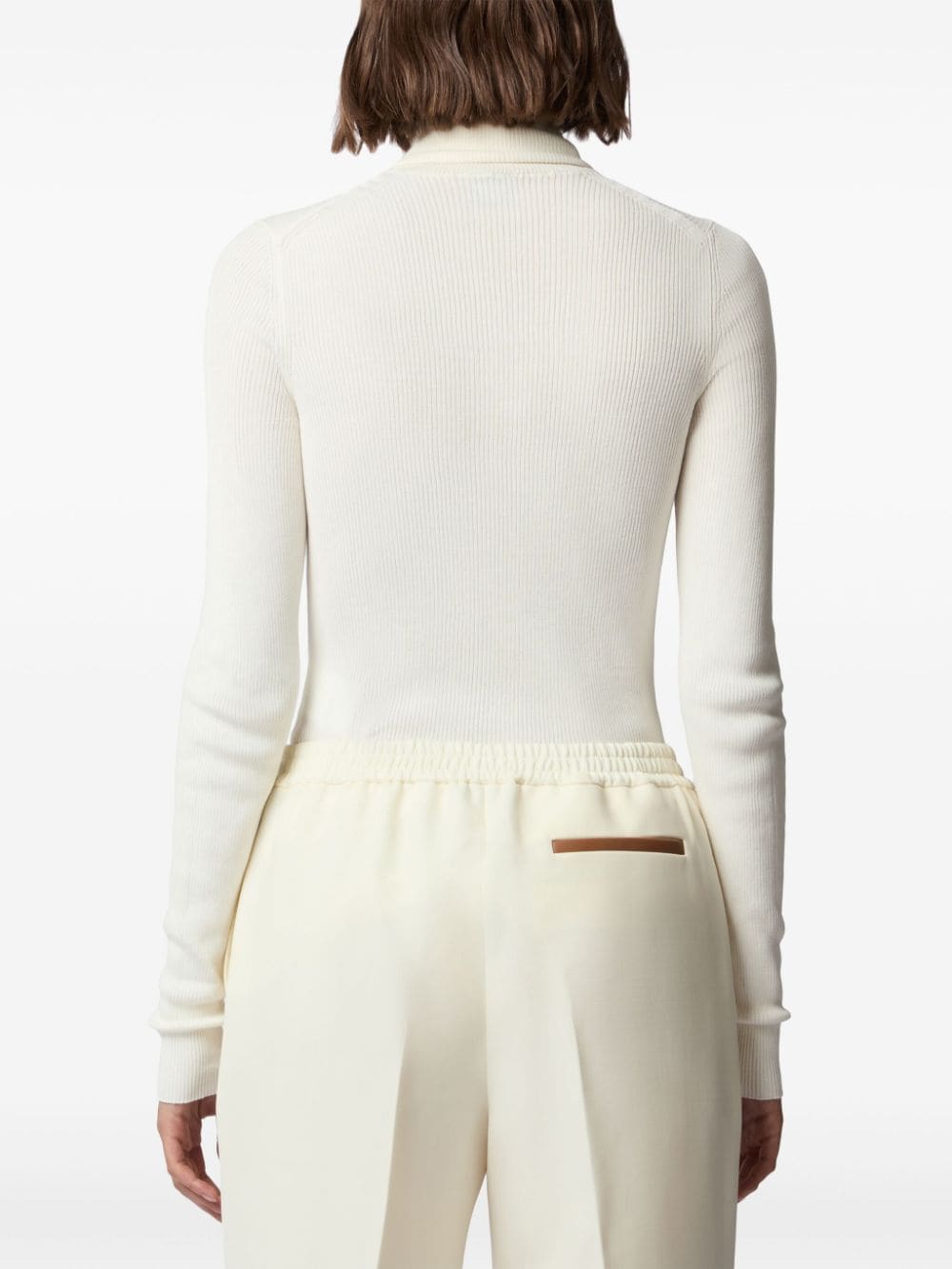 Shop Tod's Roll-neck Ribbed-knit Jumper In White