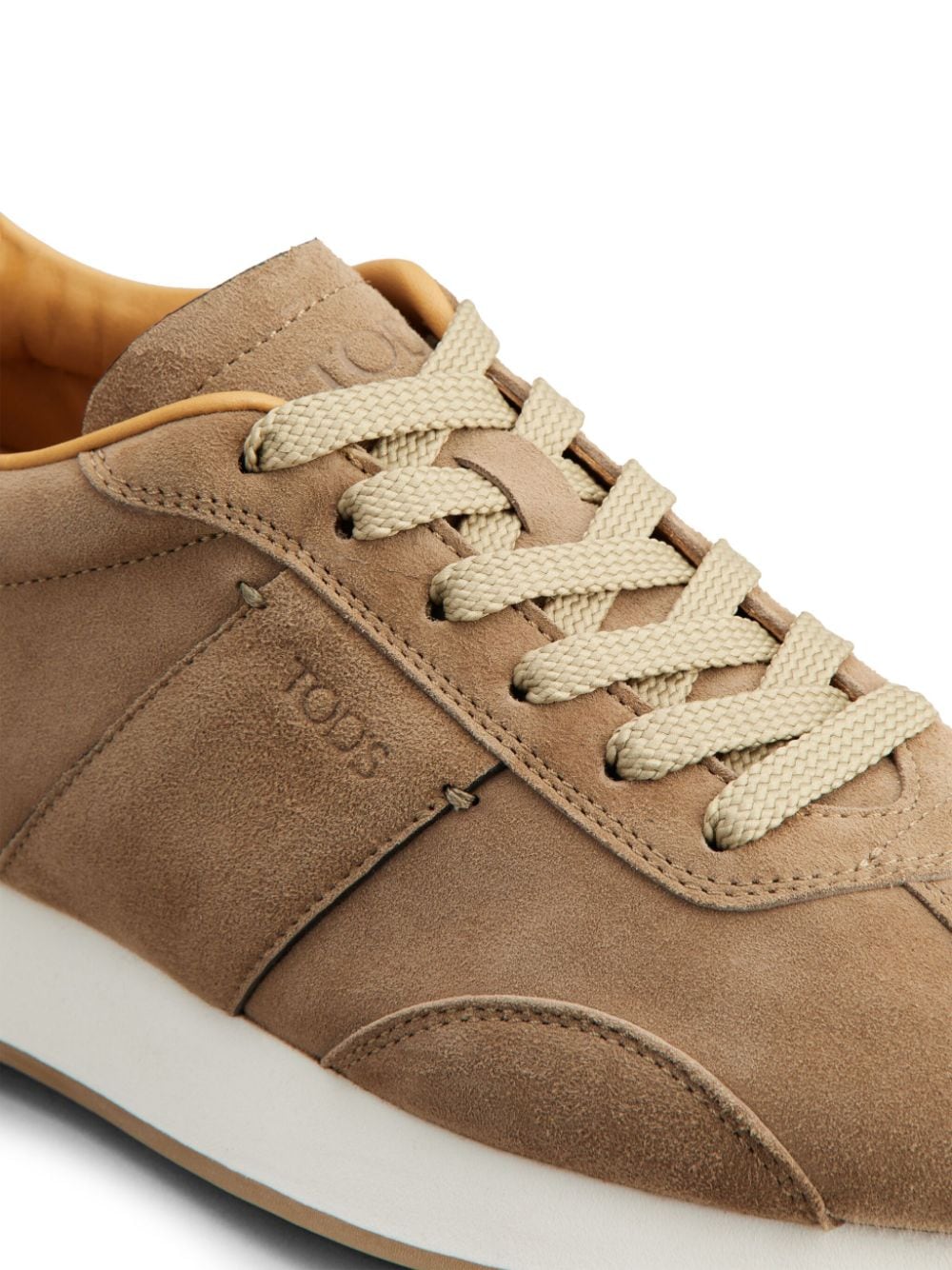 Shop Tod's Panelled Suede Lace-up Sneakers In Neutrals