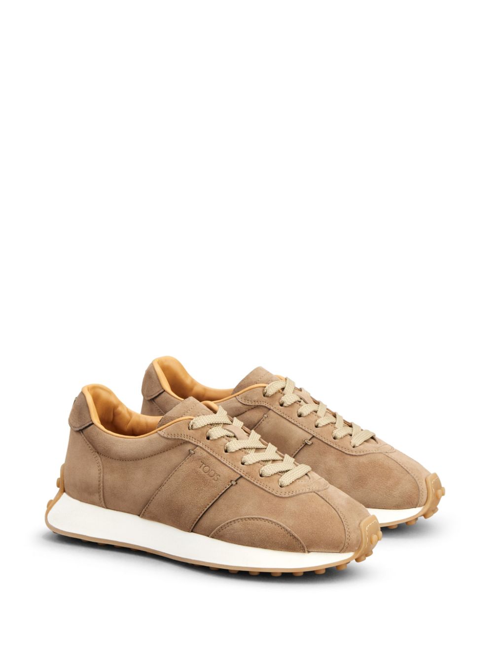 Shop Tod's Panelled Suede Lace-up Sneakers In Neutrals