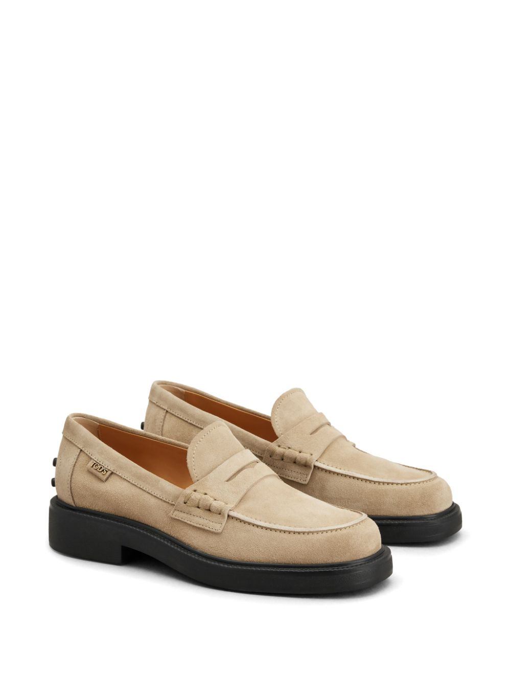 Shop Tod's Penny-slot Suede Loafers In Neutrals