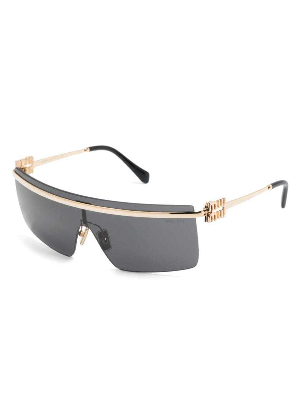 Shop Miu Miu Mask-frame Sunglasses In Gold