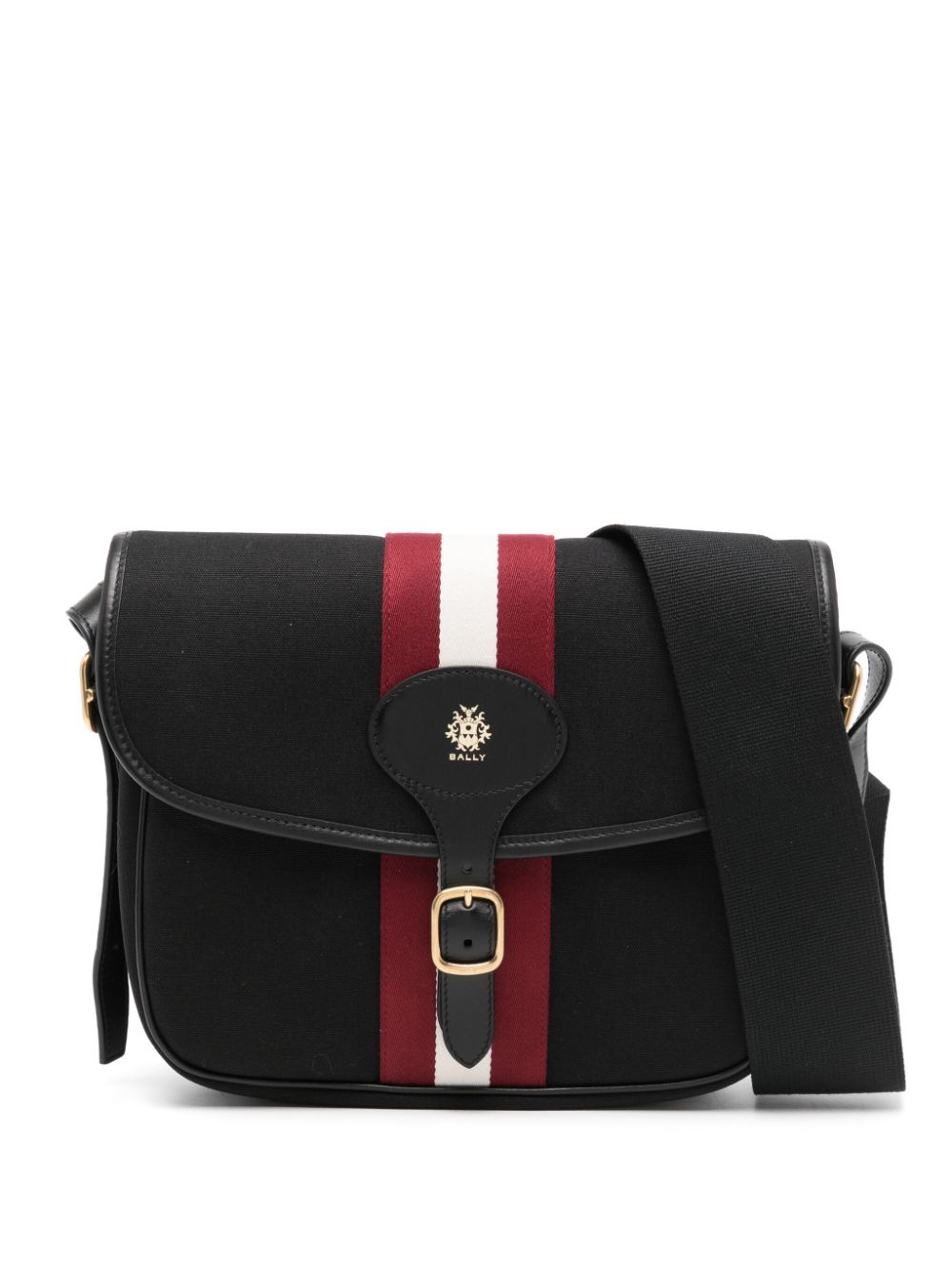 Bally two-stripe detail flap messenger bag - Nero