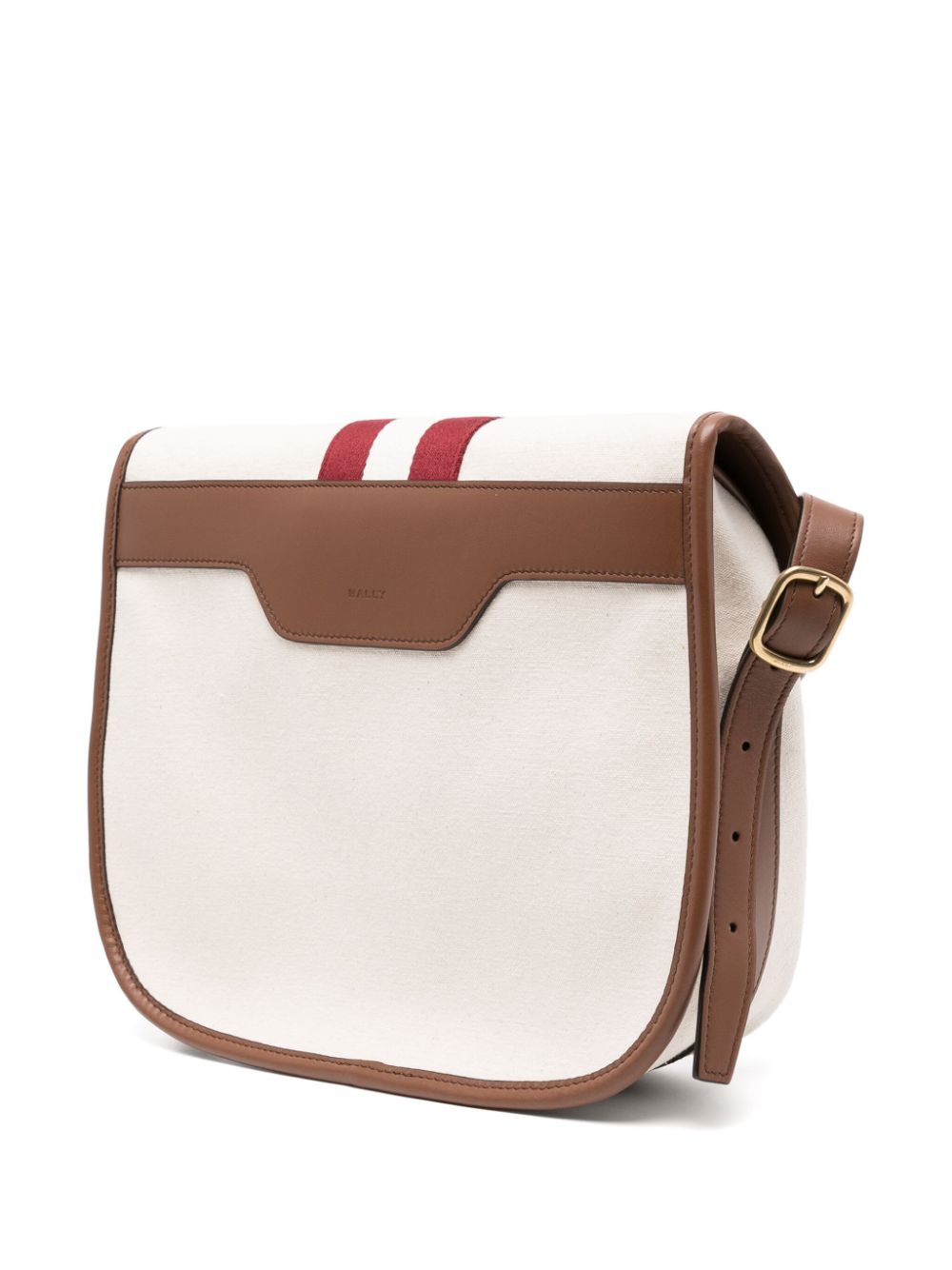 Shop Bally Two-stripe Detail Flap Messenger Bag In Neutrals