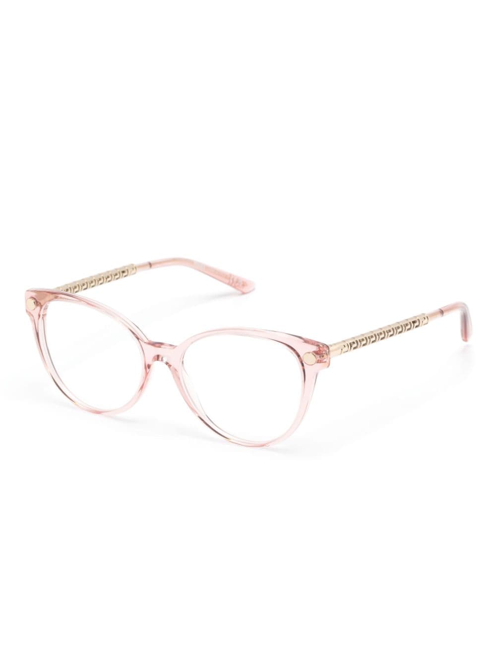 Shop Versace Greca Cat-eye Glasses In Pink
