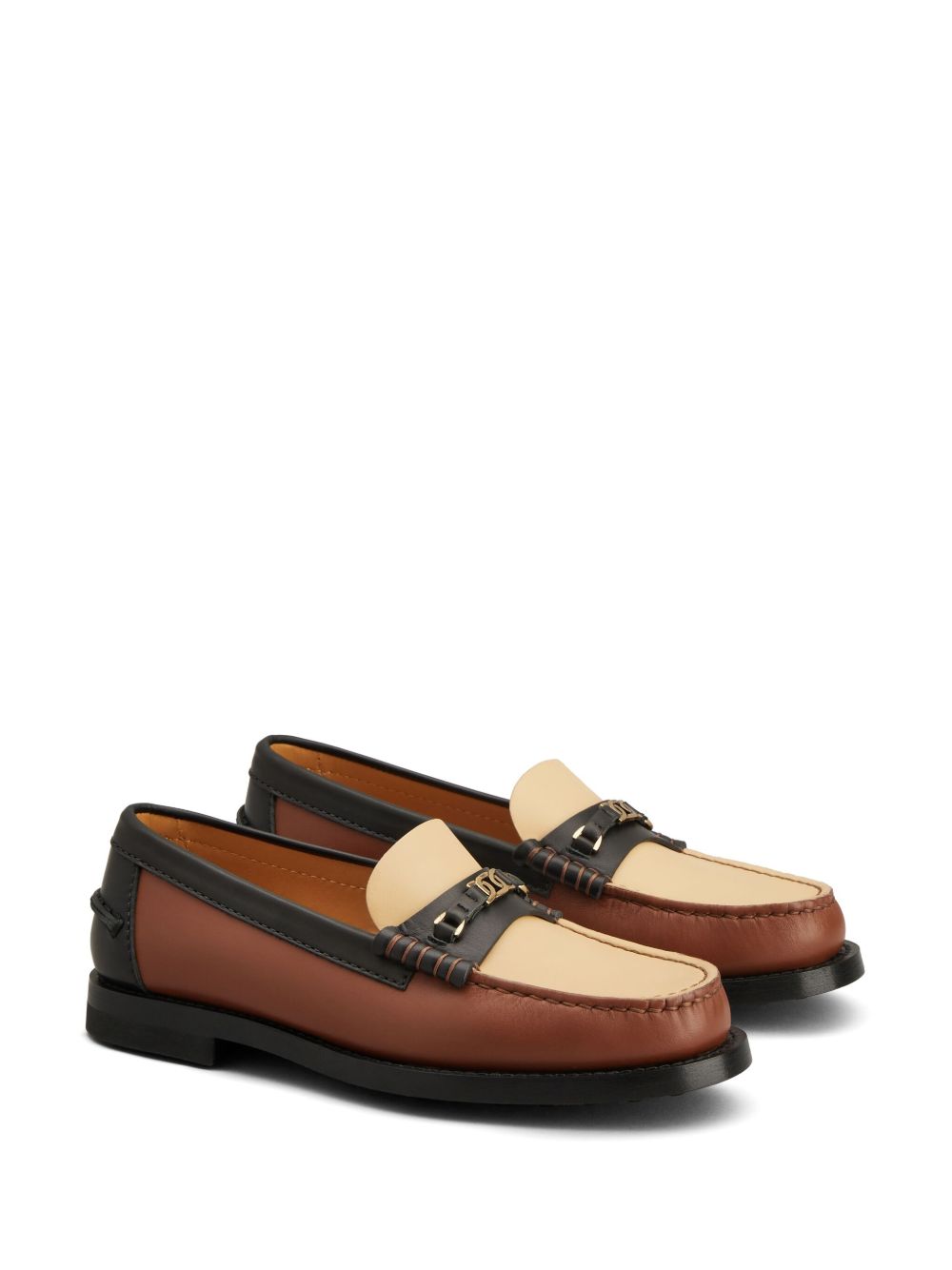 Tod's logo-plaque leather loafers Brown