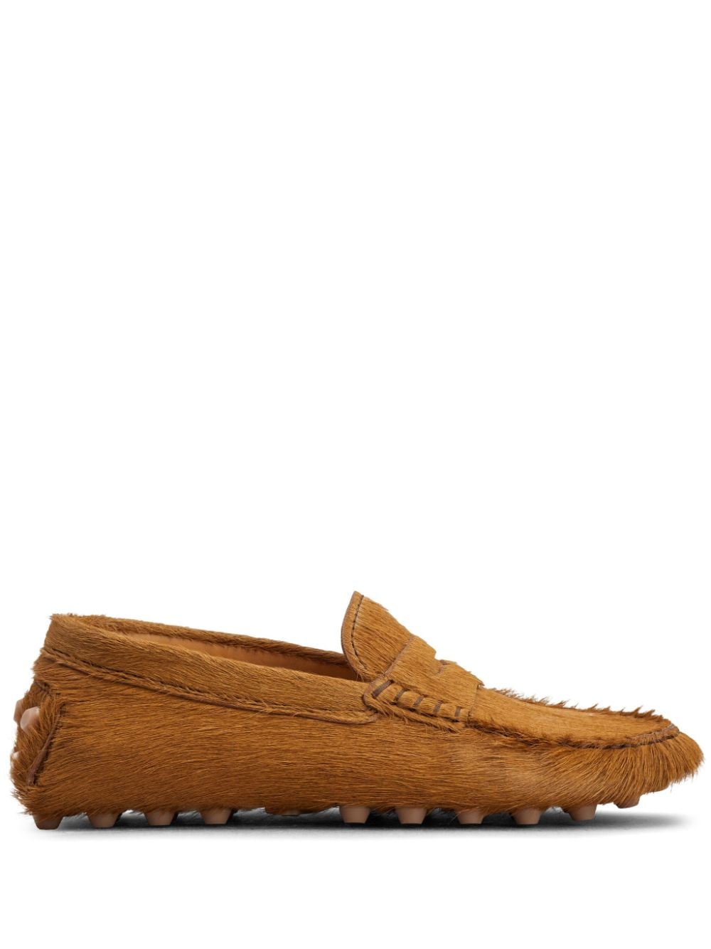 Tod's Gommino Calf-hair Loafers In Brown