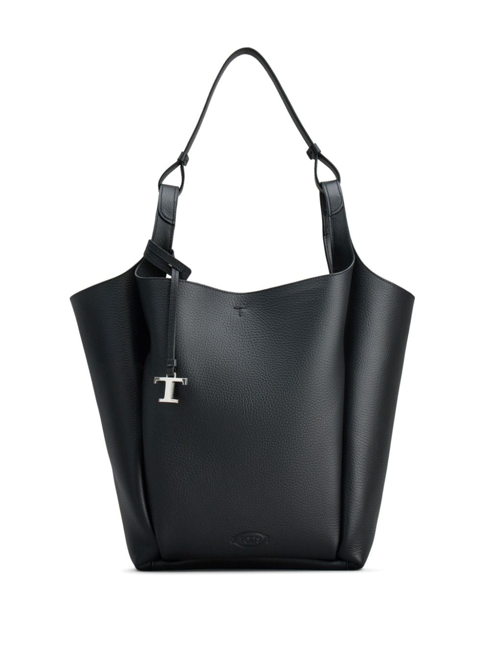 Tod's Logo-debossed Leather Tote Bag In Black