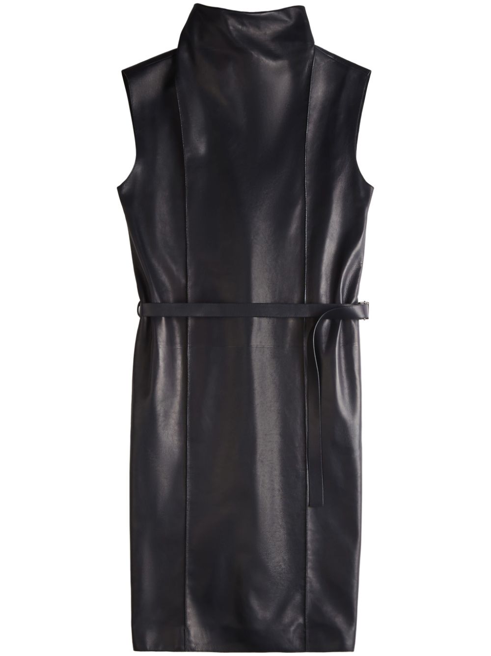 leather midi dress