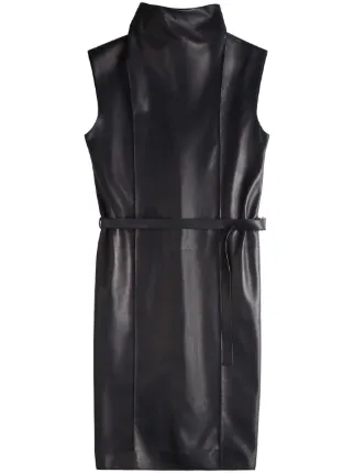 Tod's Leather Midi Dress | Black | FARFETCH BH