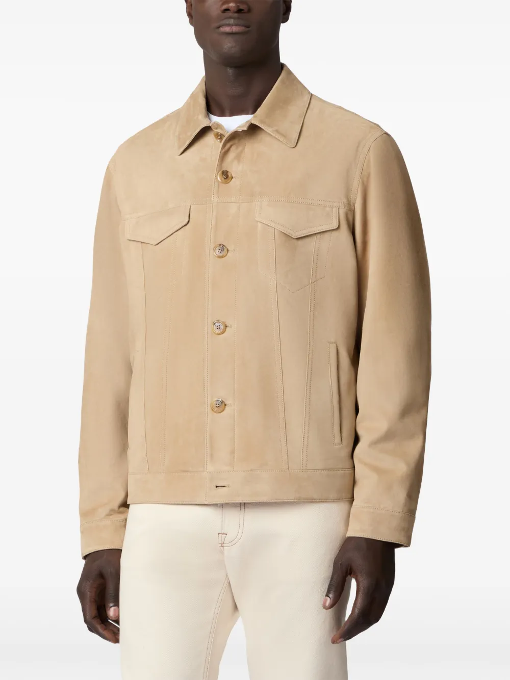 Tod's suede trucker jacket - Neutrals