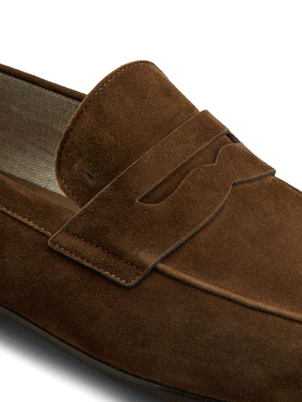 Shop Tod's Flat Rubber Sole Suede Loafers In Brown