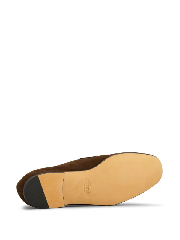 Tod's Flat Rubber Sole Suede Loafers | Brown | FARFETCH