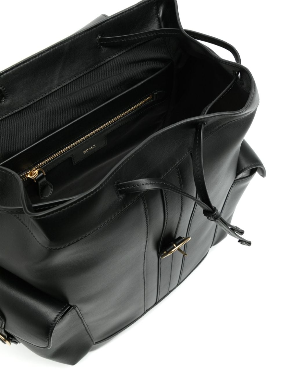 Shop Bally Buckled Leather Backpack In Black