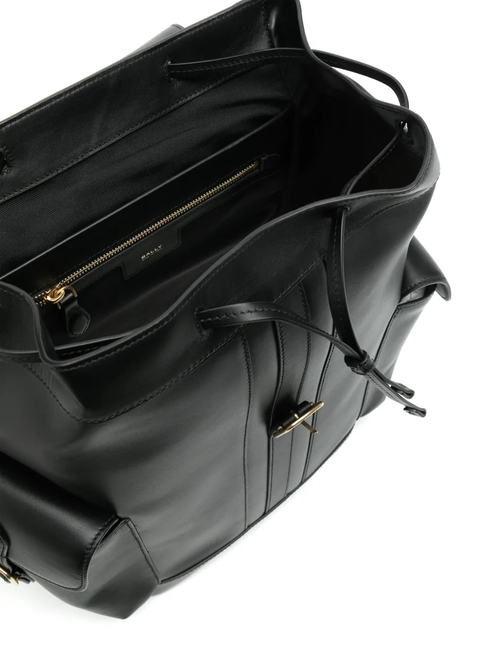 Shop Bally Buckled Leather Backpack In Black