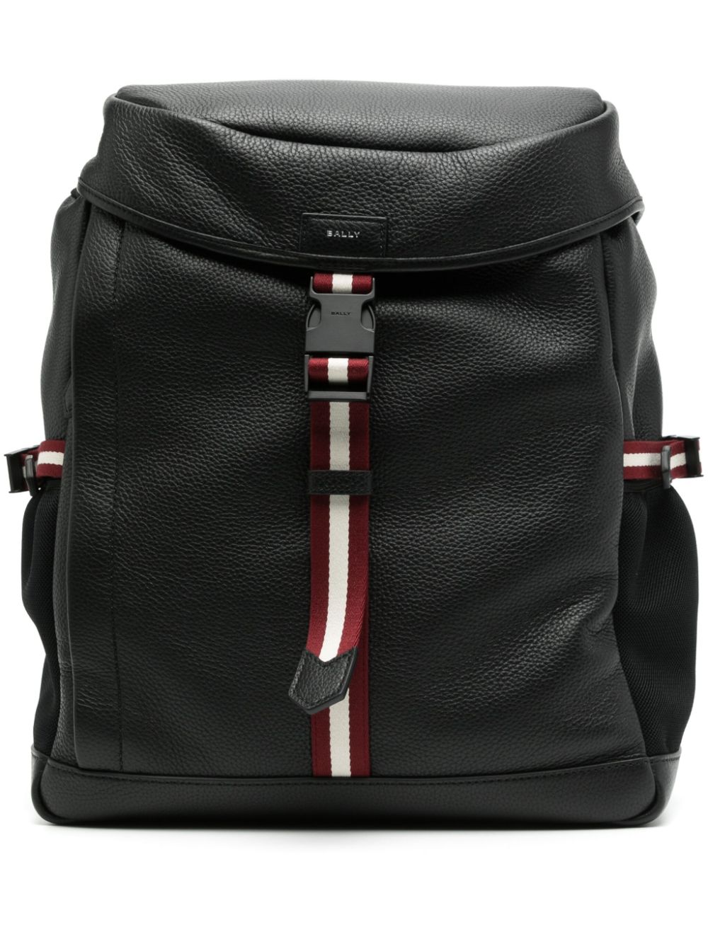 Bally Stripe-detail Leather Backpack In Black