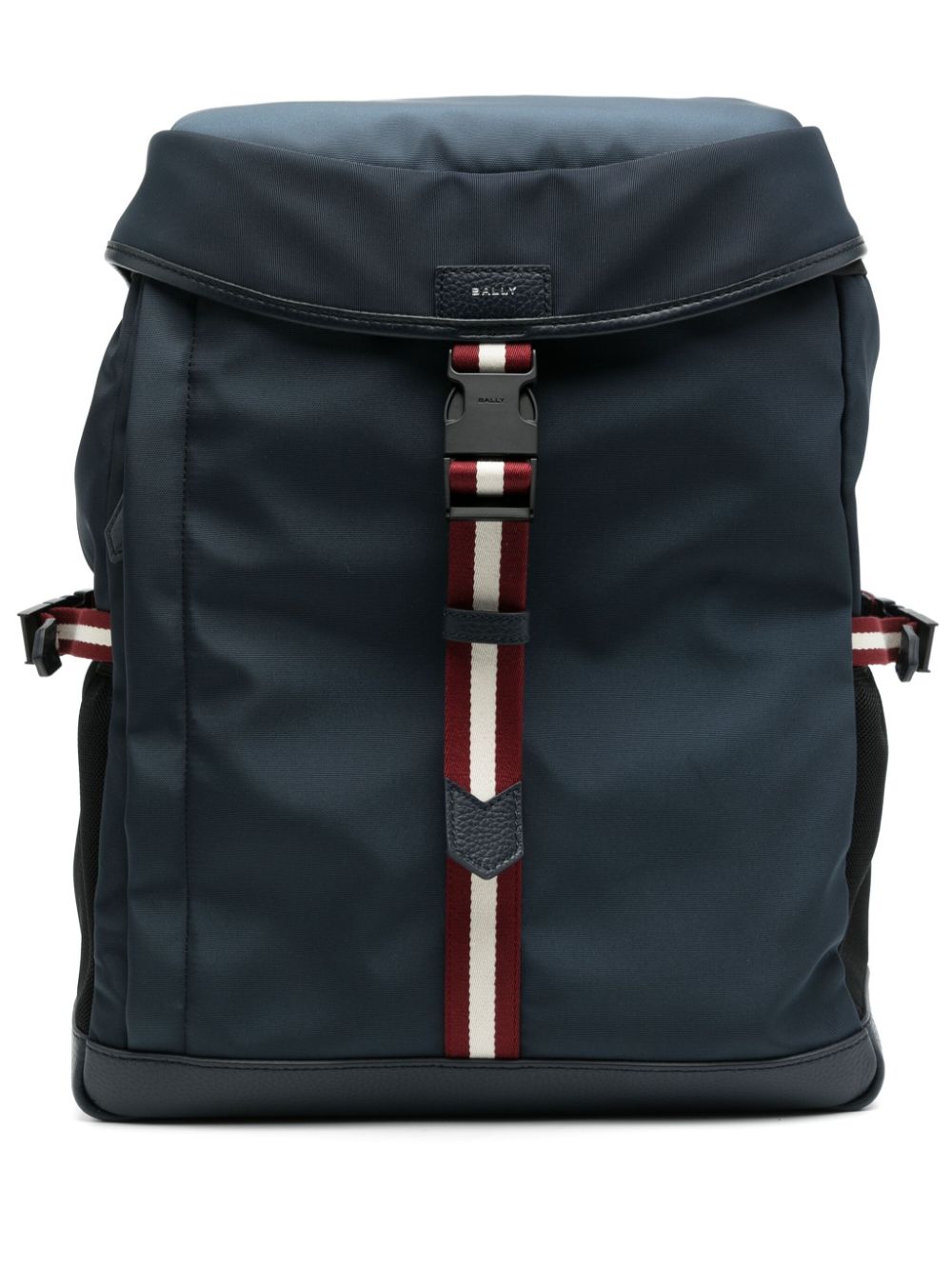 Bally Stripe-detail Buckled Backpack In Blue