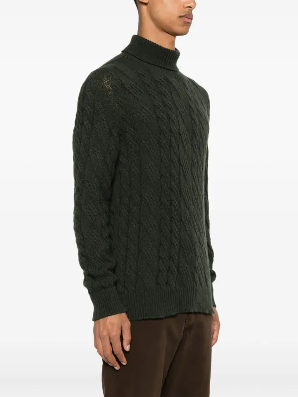 Tagliatore ケーブルニット タートルネックセーター | グリーン 