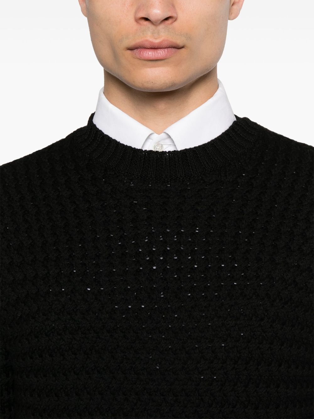 Shop Tagliatore Interwoven Wool Jumper In Black