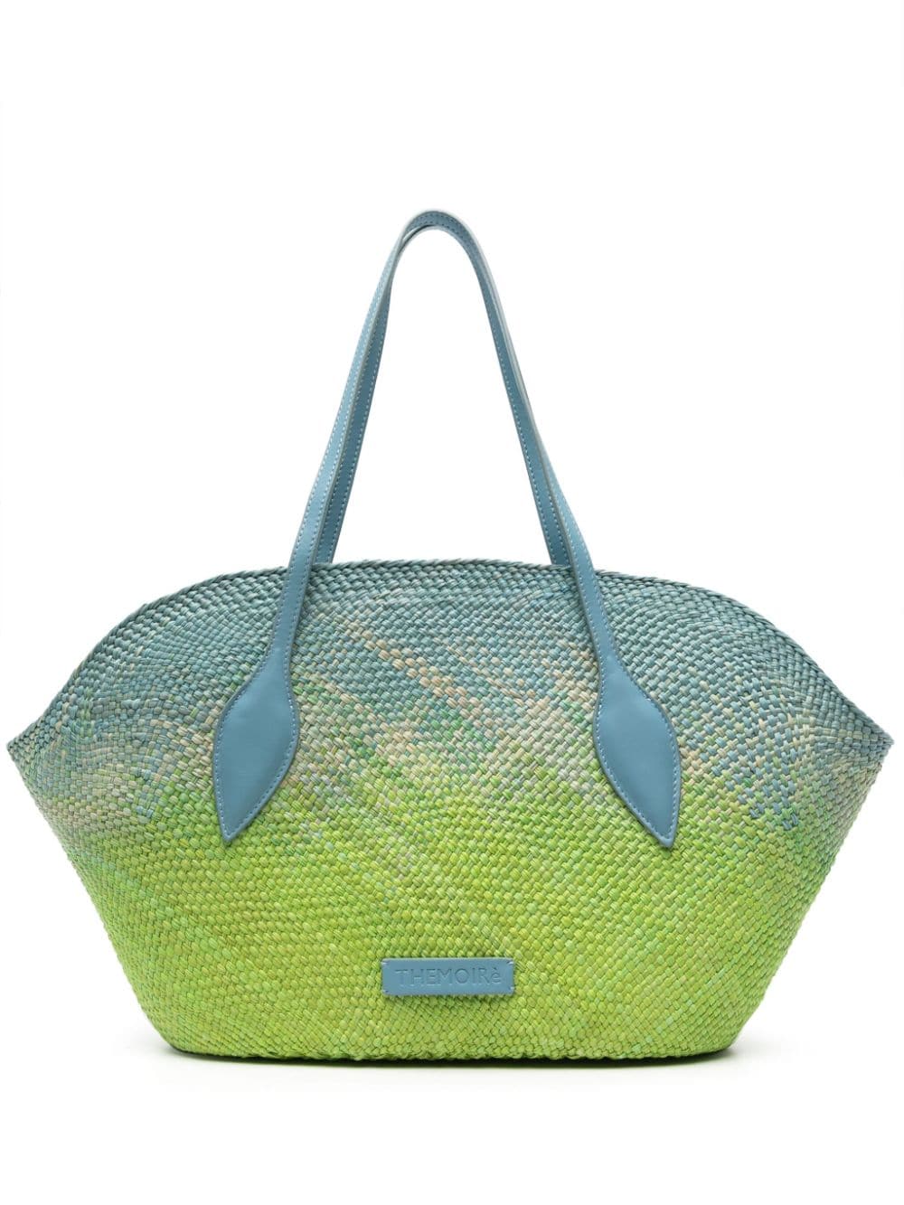 Themoirè Flor Straw Degrade Tote Bag In Blue And Green