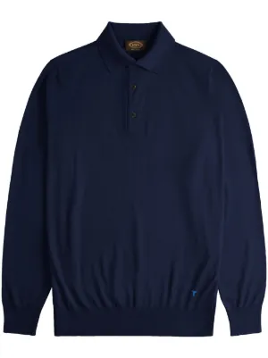 Prada long-sleeve Button Polo Shirt | Blue | FARFETCH
