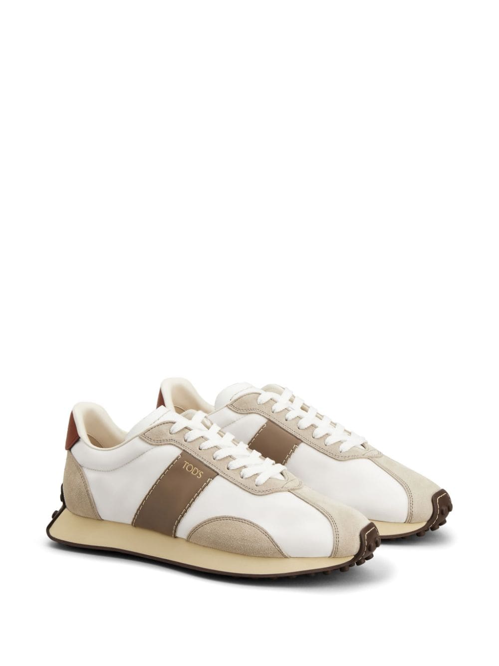 Shop Tod's Gommino Panelled Sneakers In White