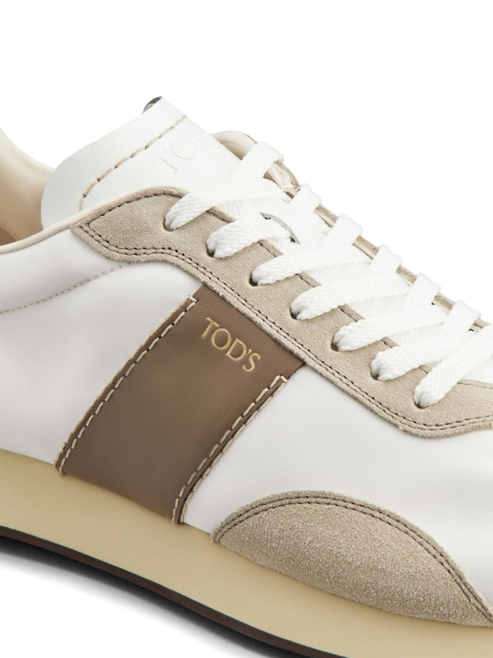 Shop Tod's Gommino Panelled Sneakers In White