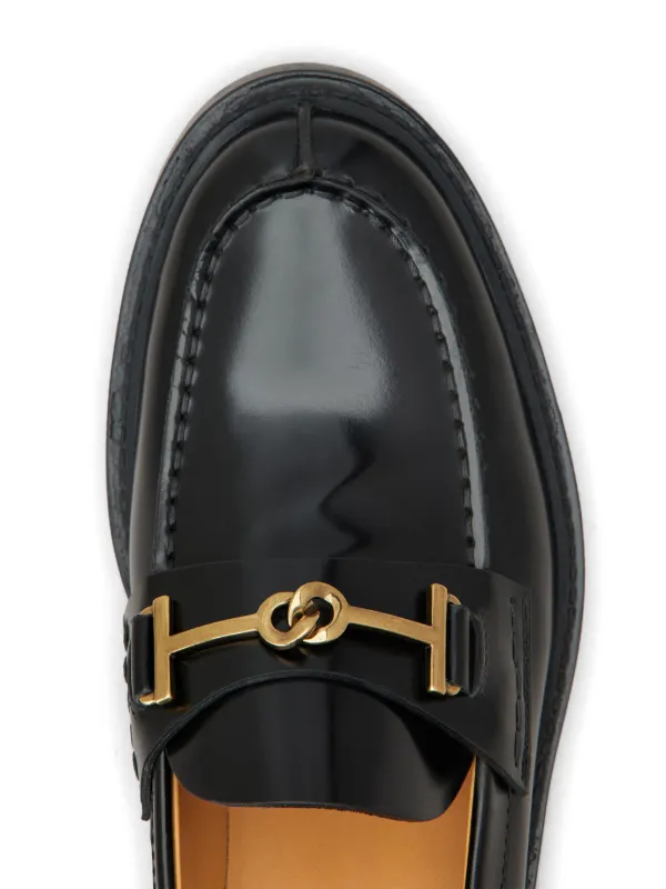 Tod's logo-plaque Leather Loafers | Black | FARFETCH