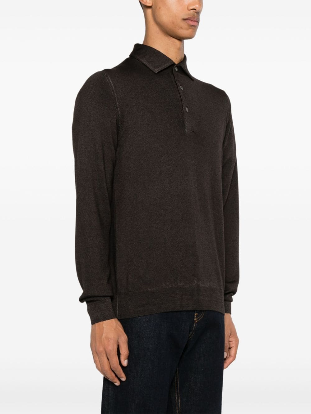 Shop Tagliatore Knitted Polo Shirt In Brown