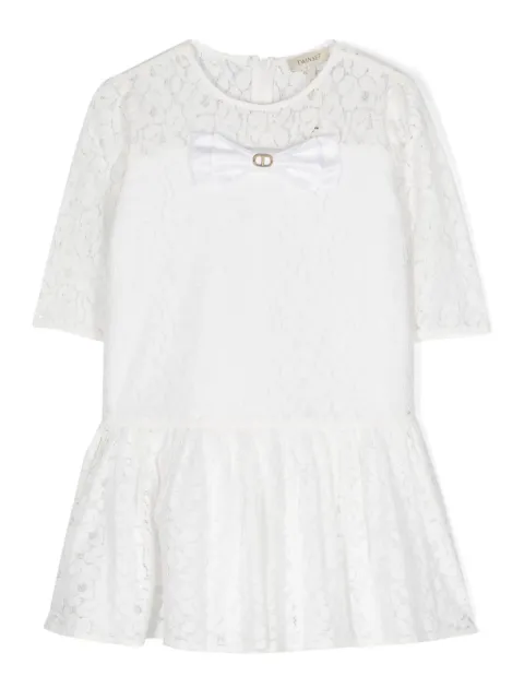 TWINSET Kids bow-detailed lace midi dress