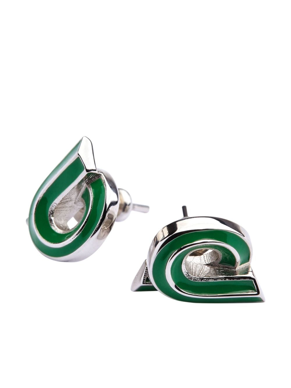 Shop Ferragamo Gancini Shape Earrings In Green