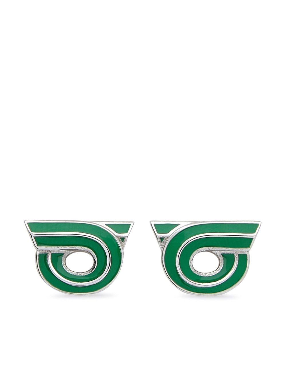 Ferragamo Gancini Shape Earrings In Green