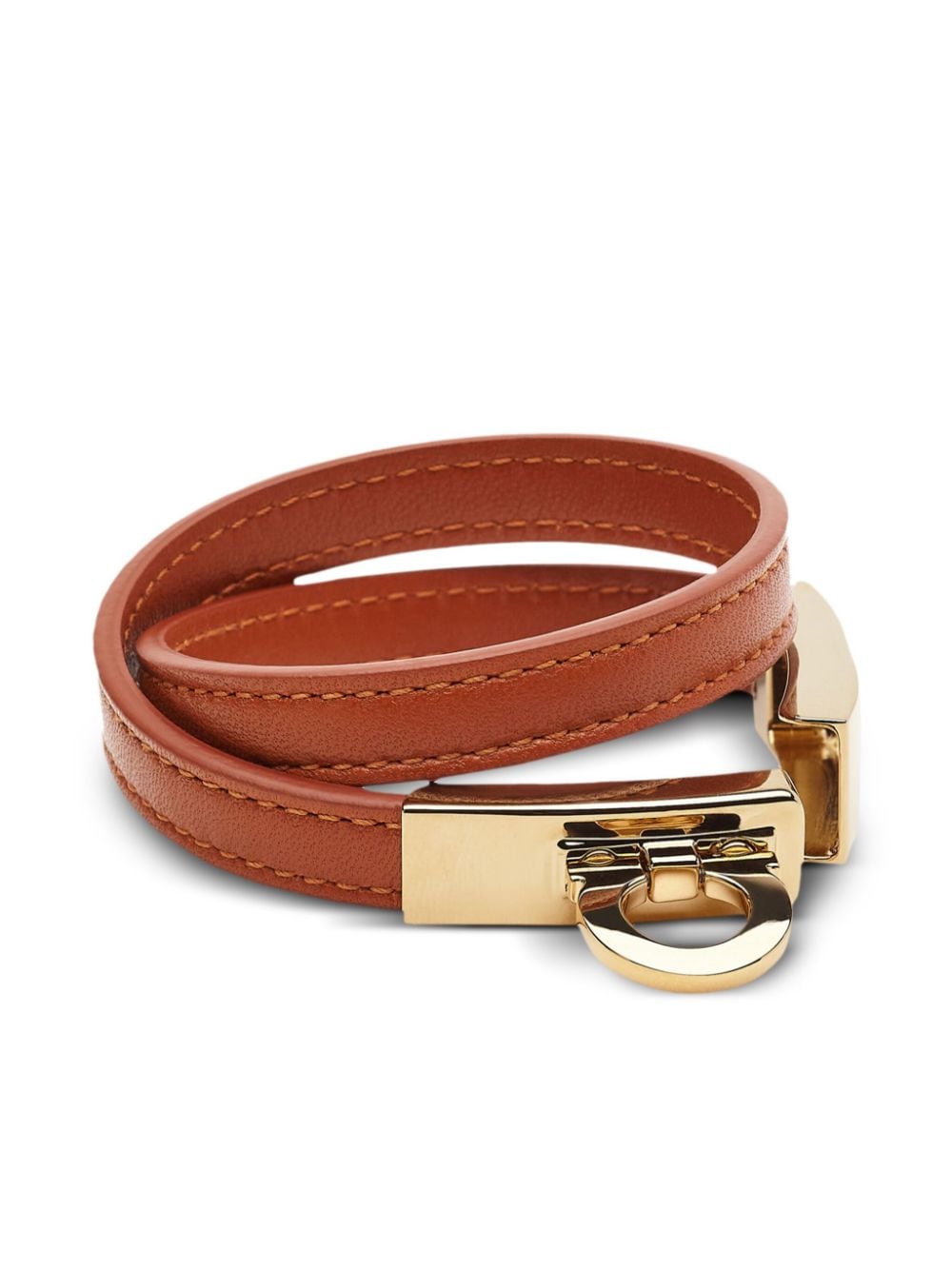 Shop Ferragamo Gancini Double Twist Bracelet In Brown