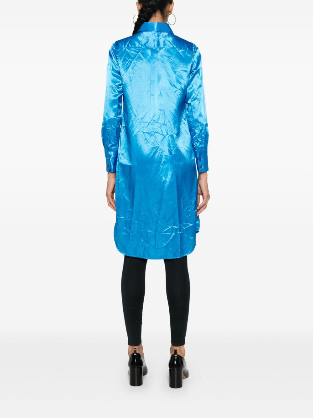 Shop Comme Des Garçons Charmeuse Mini Shirt Dress In Blue