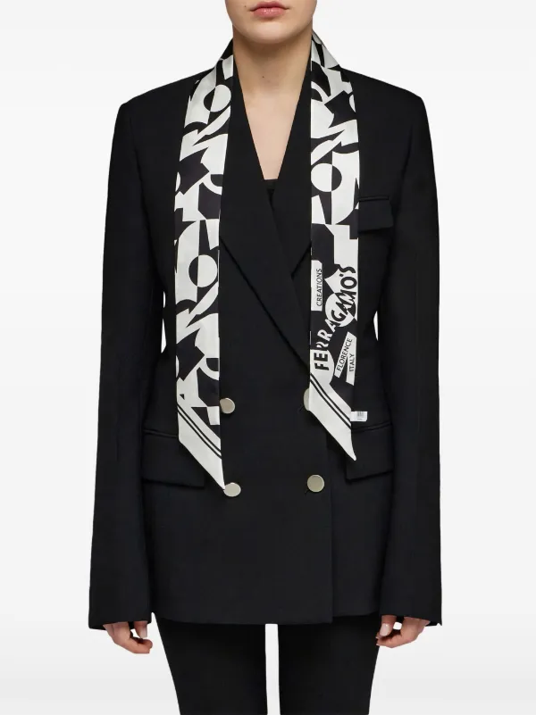 Ferragamo logo-print Silk Scarf | White | FARFETCH