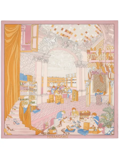 Ferragamo graphic-print silk scarf