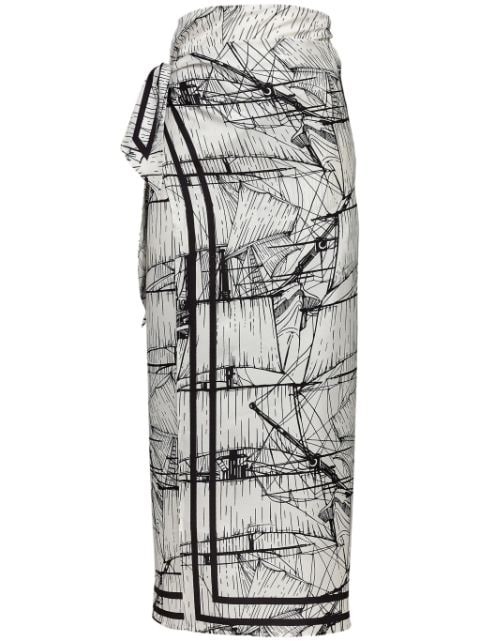 Ferragamo abstract-print silk wrap skirt