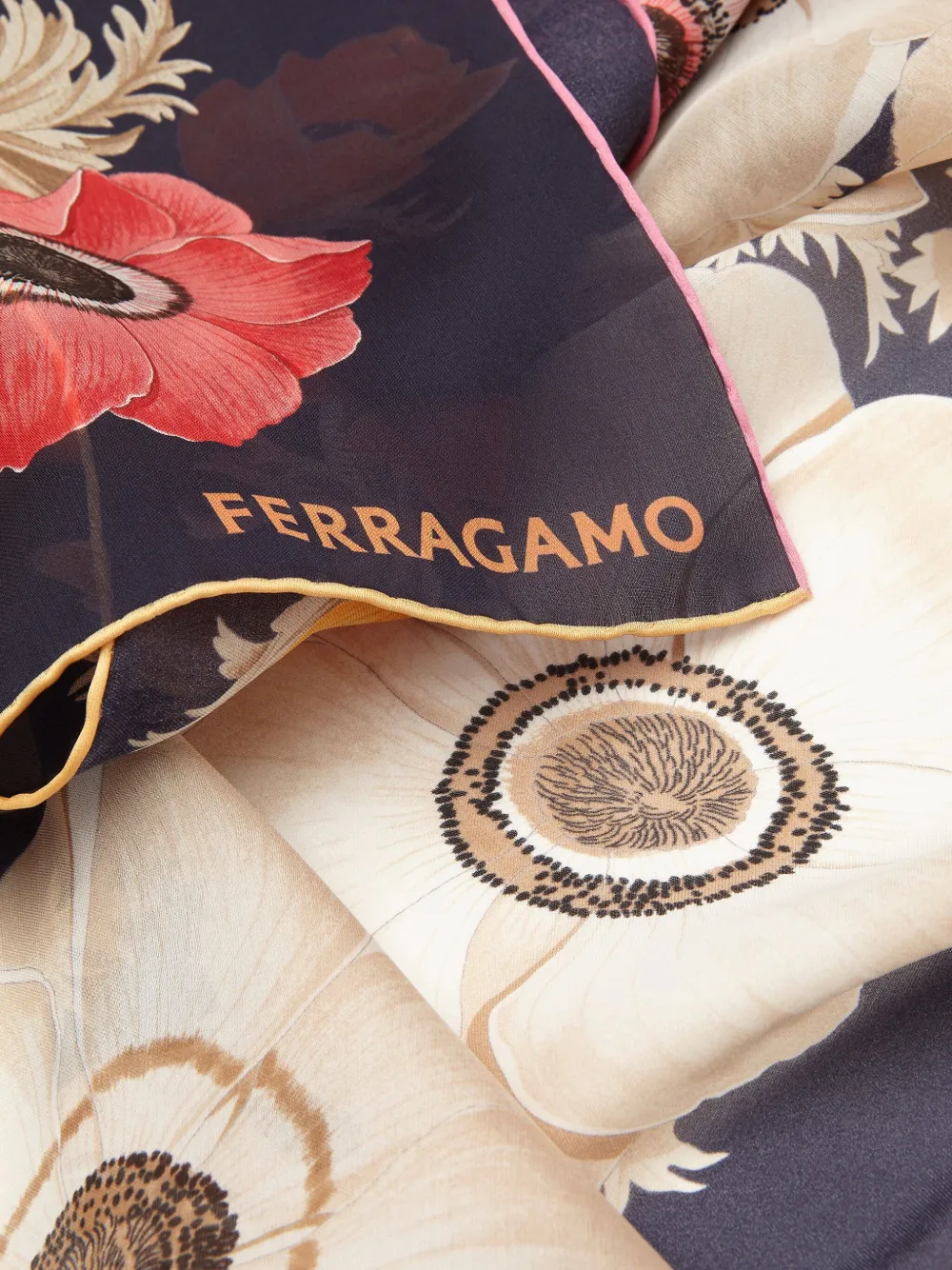 Ferragamo Sjaal met bloemenprint - Blauw
