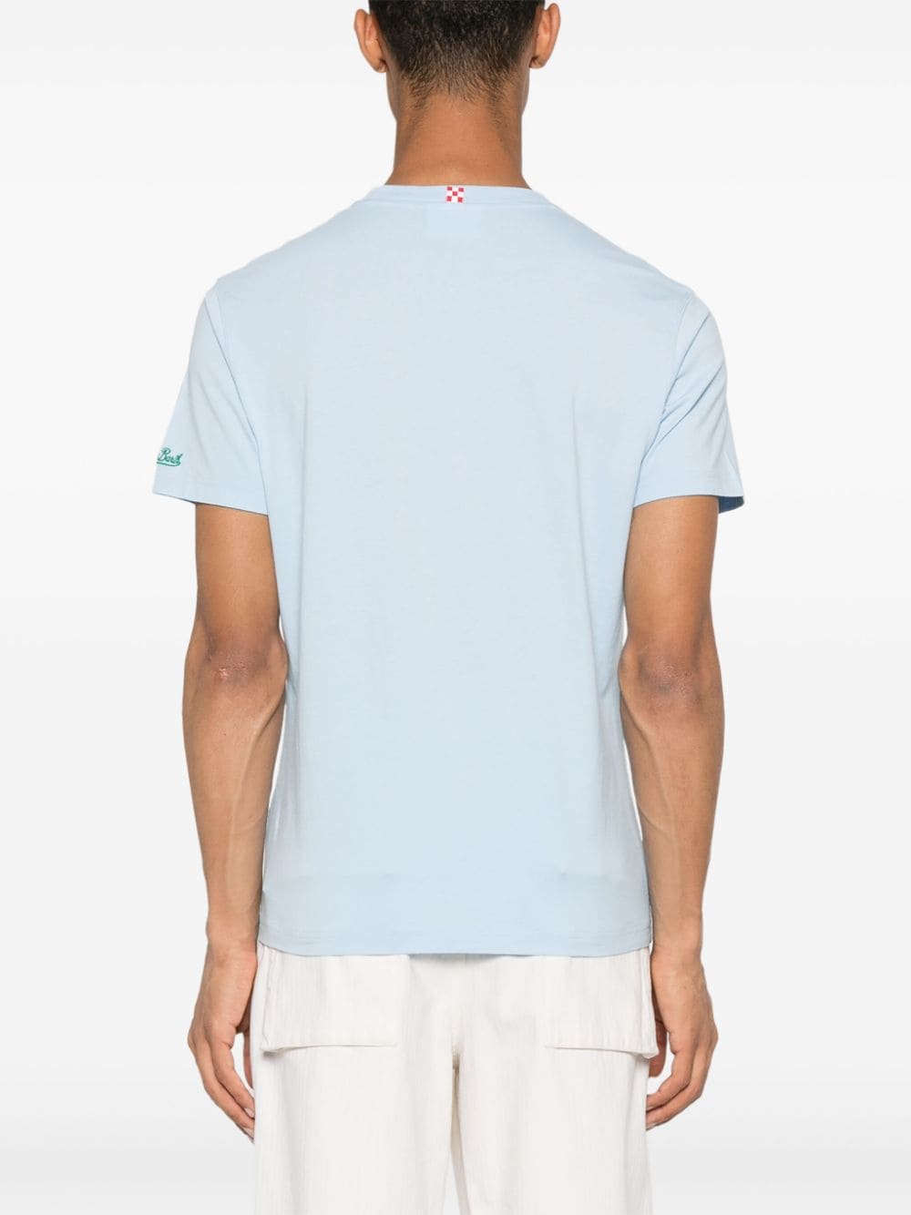 Shop Mc2 Saint Barth Logo-embroidered Cotton T-shirt In Blue