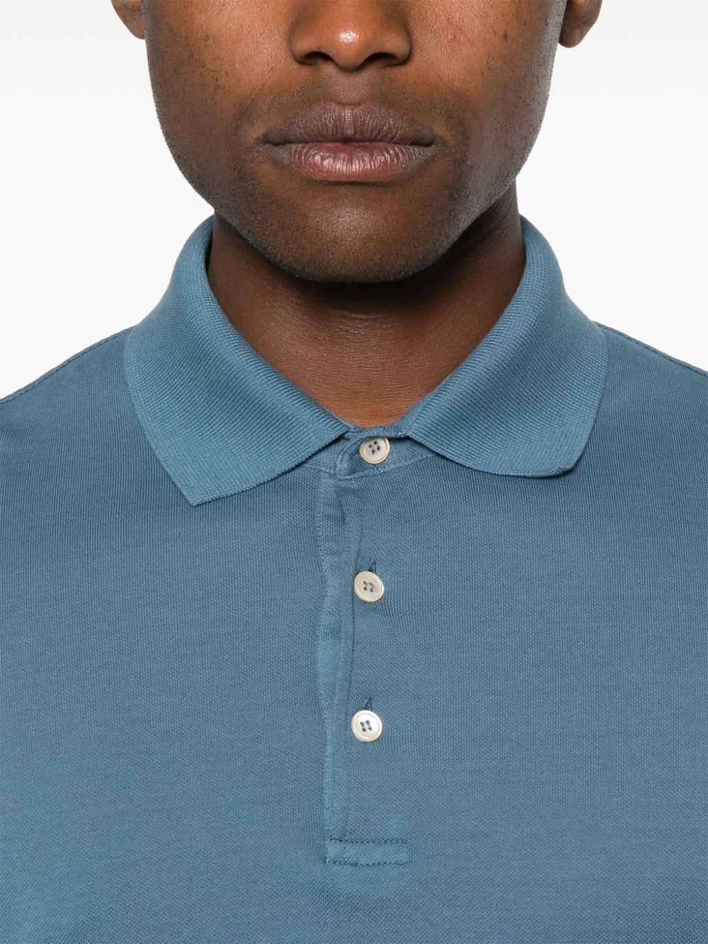 Shop Fedeli Wind Cotton Polo Shirt In Blue