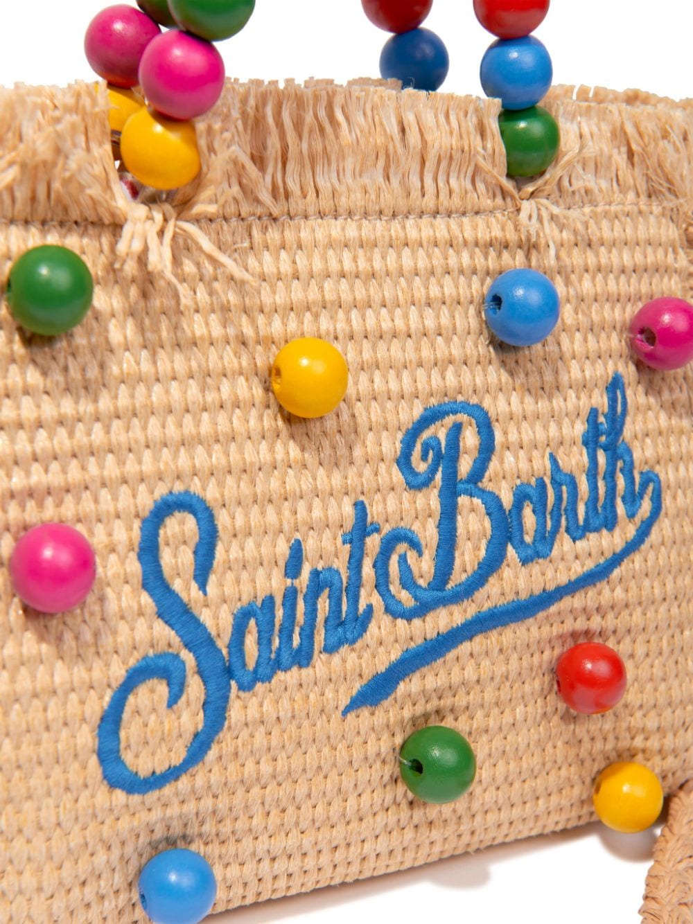 Shop Mc2 Saint Barth Mini Vanity Straw Bag In 00386f Wood Beads Multi 31 Emb