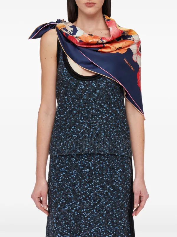 Ferragamo floral-print Silk Scarf | Blue | FARFETCH